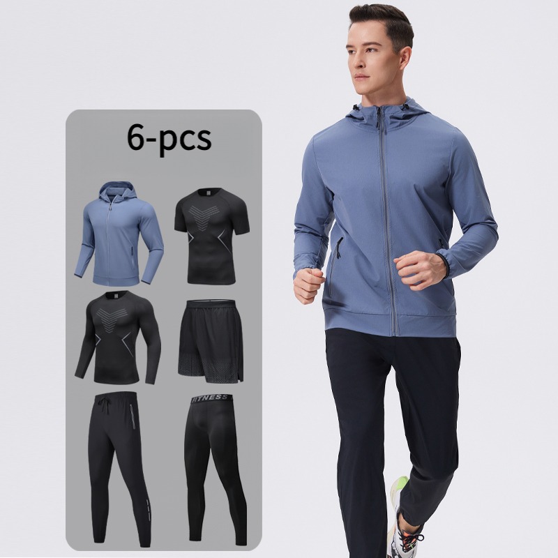 Cycling Gear For Men - Men's 6-Piece Sportswear Set with Hood