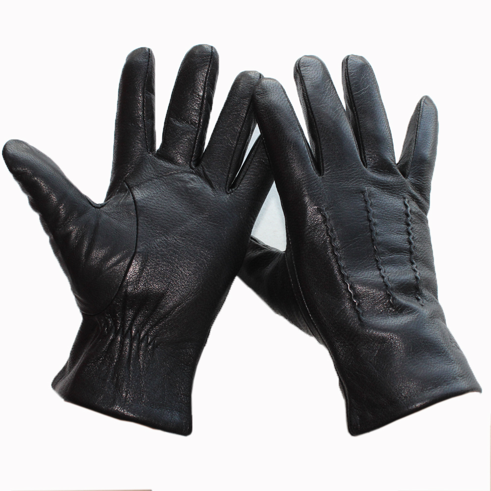Cycling Glove - New Men Black Genuine Leather Gloves