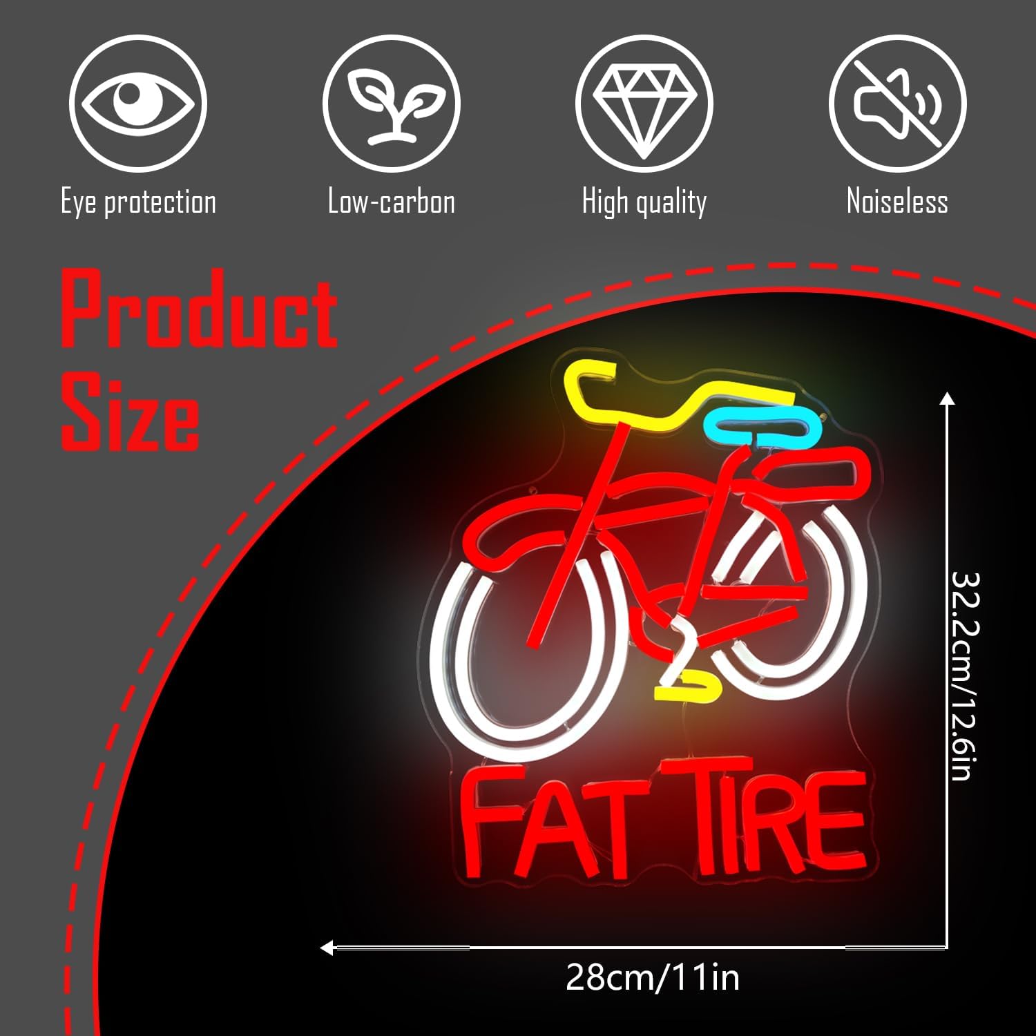 Fat Tire Bike LED Neon Sign US - огляд і ціна Cycling Gear Shop