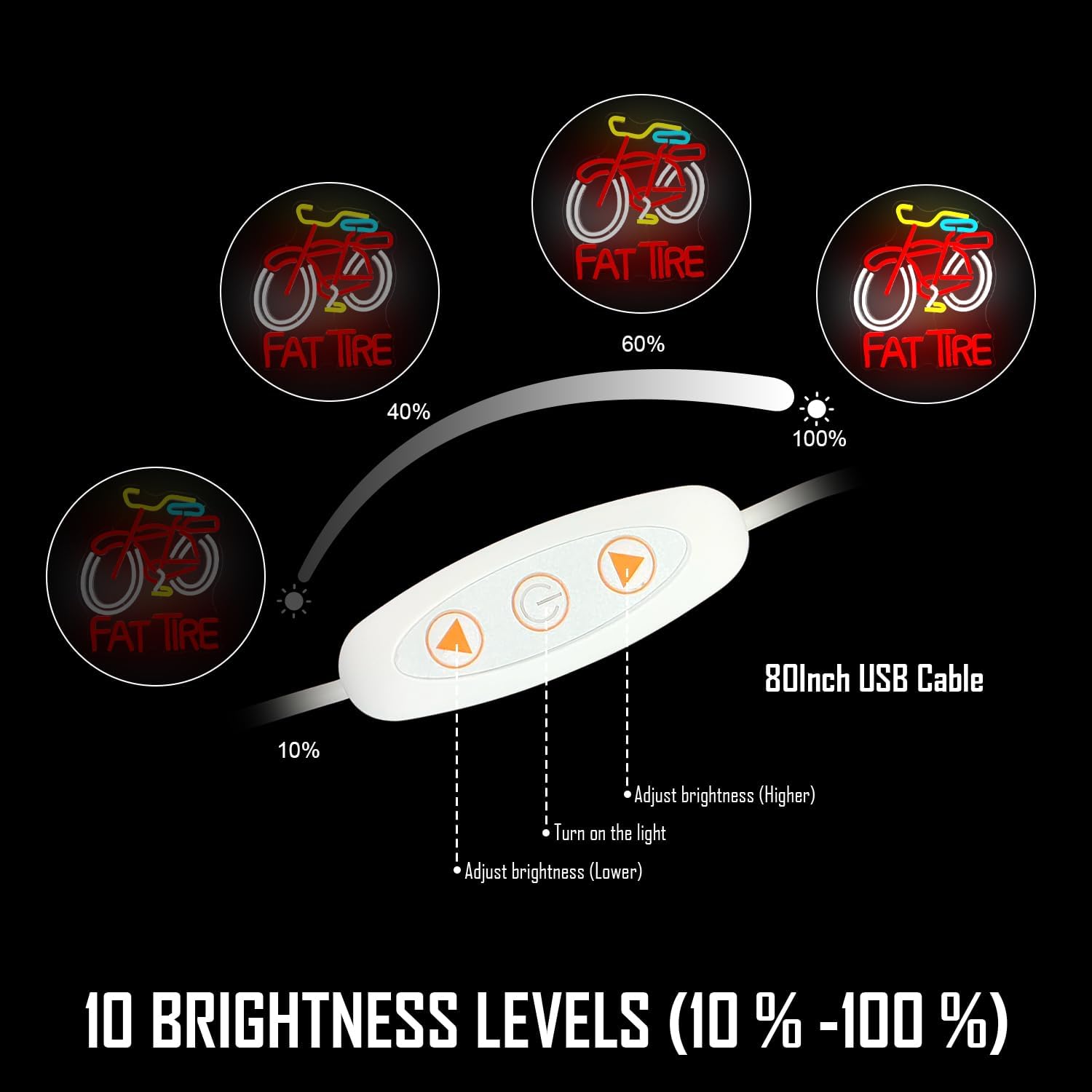 Fat Tire Bike LED Neon Sign US - огляд і ціна Cycling Gear Shop