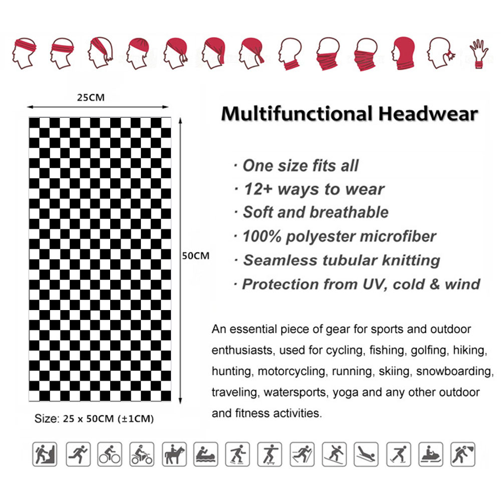 Checkered Ska Printed Headband - огляд і ціна Cycling Gear For Men